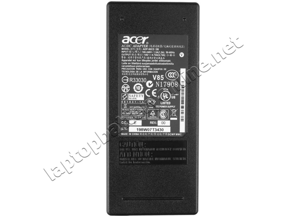 90W Acer Travelmate TMP633-V-6630 AC Adapter Charger - Click Image to Close