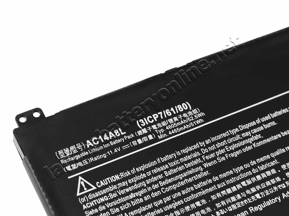 11.4V 52.5Wh Acer Aspire N7-591G-70TG VN7-591G-74SK Battery - Click Image to Close