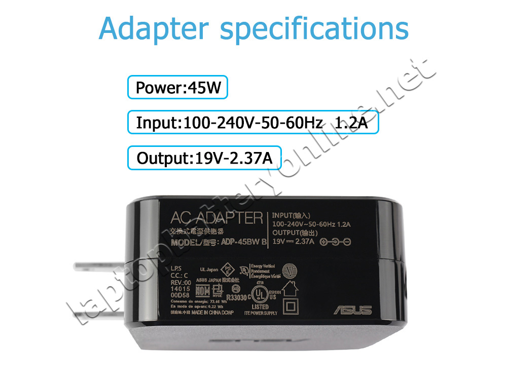 Original 45W Asus TX201LA-CQ013H TX201LA-CQ027P AC Adapter Charger - Click Image to Close