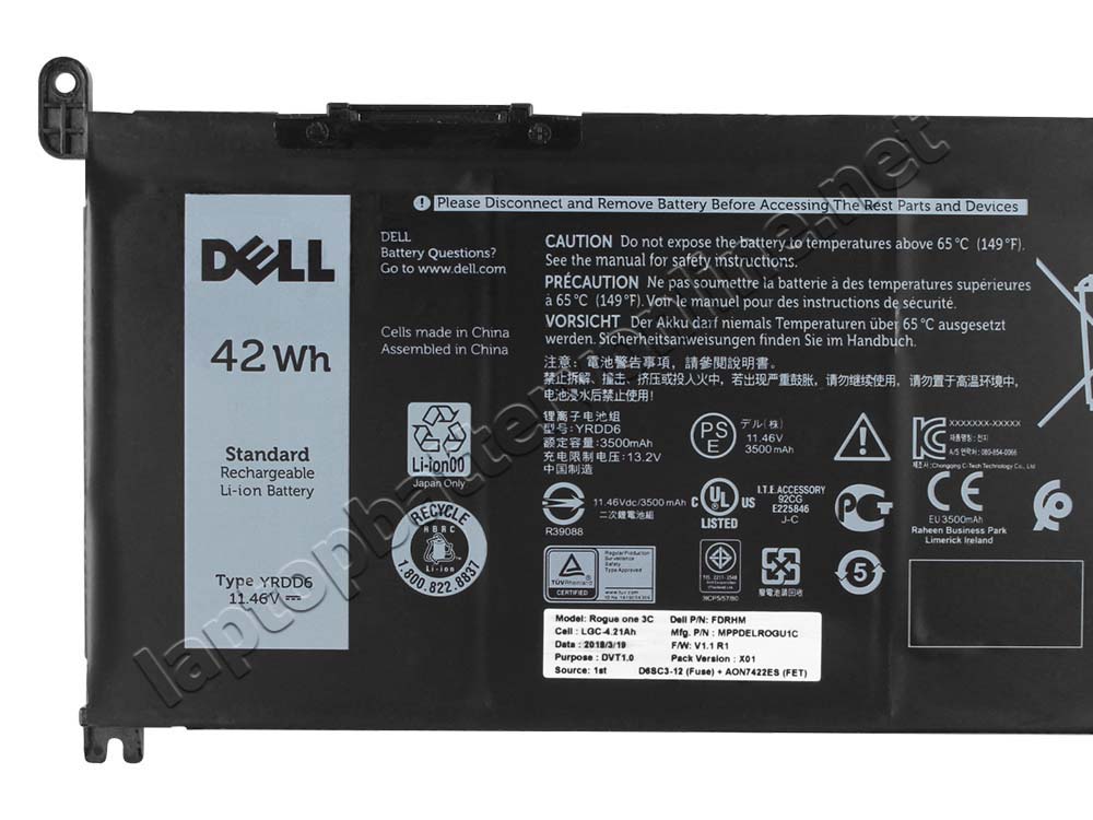 Original Dell YRDD6 Battery 42Wh - Click Image to Close