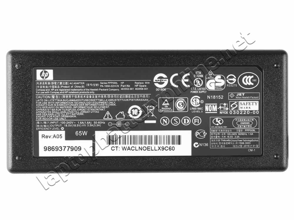 Original 65W HP Pavilion dv1371tu dv1372tu dv1373tu AC Adapter Charger - Click Image to Close