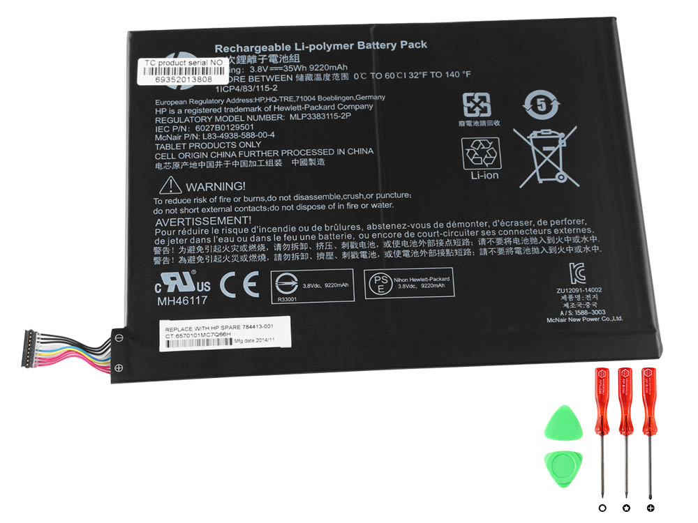 Original Battery HP MLP3383115 9220mAh 35Wh 9lines