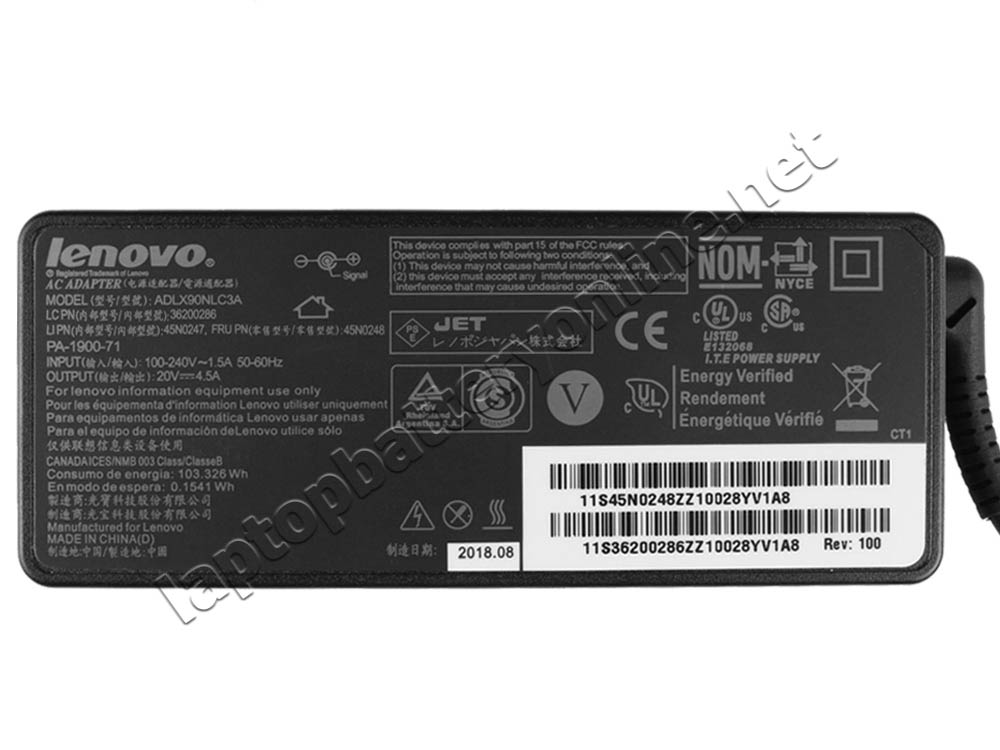 Original 90W Lenovo ThinkPad T430s 2355-JQU AC Adapter Charger Power Cord - Click Image to Close