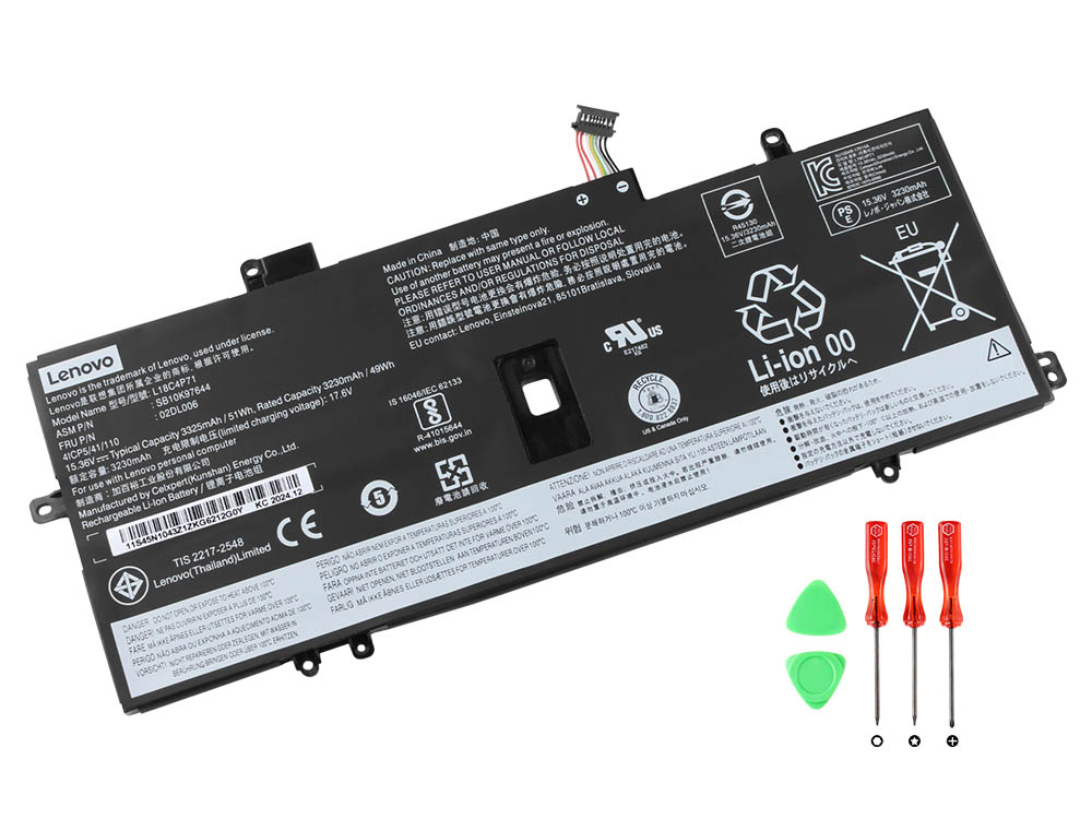 Original Battery Lenovo ThinkPad X1 Carbon 8th Gen 20U90008GE 3312mAh 51Wh