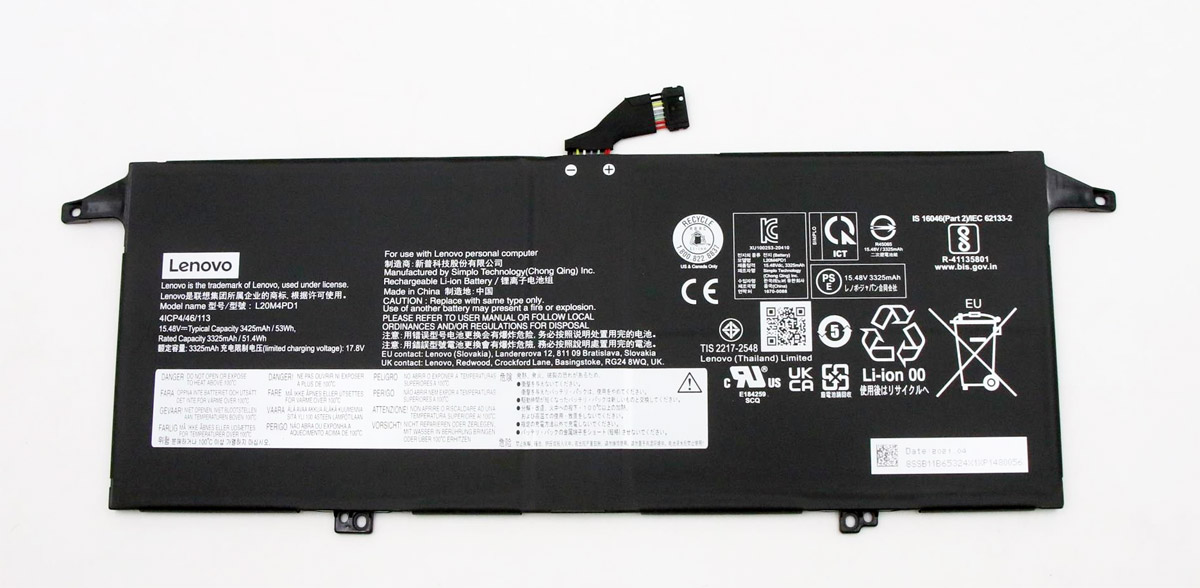 Original Battery LenopSellervo ThinkBook 13x ITG 20WJ001HUK 3425mAh 53Wh